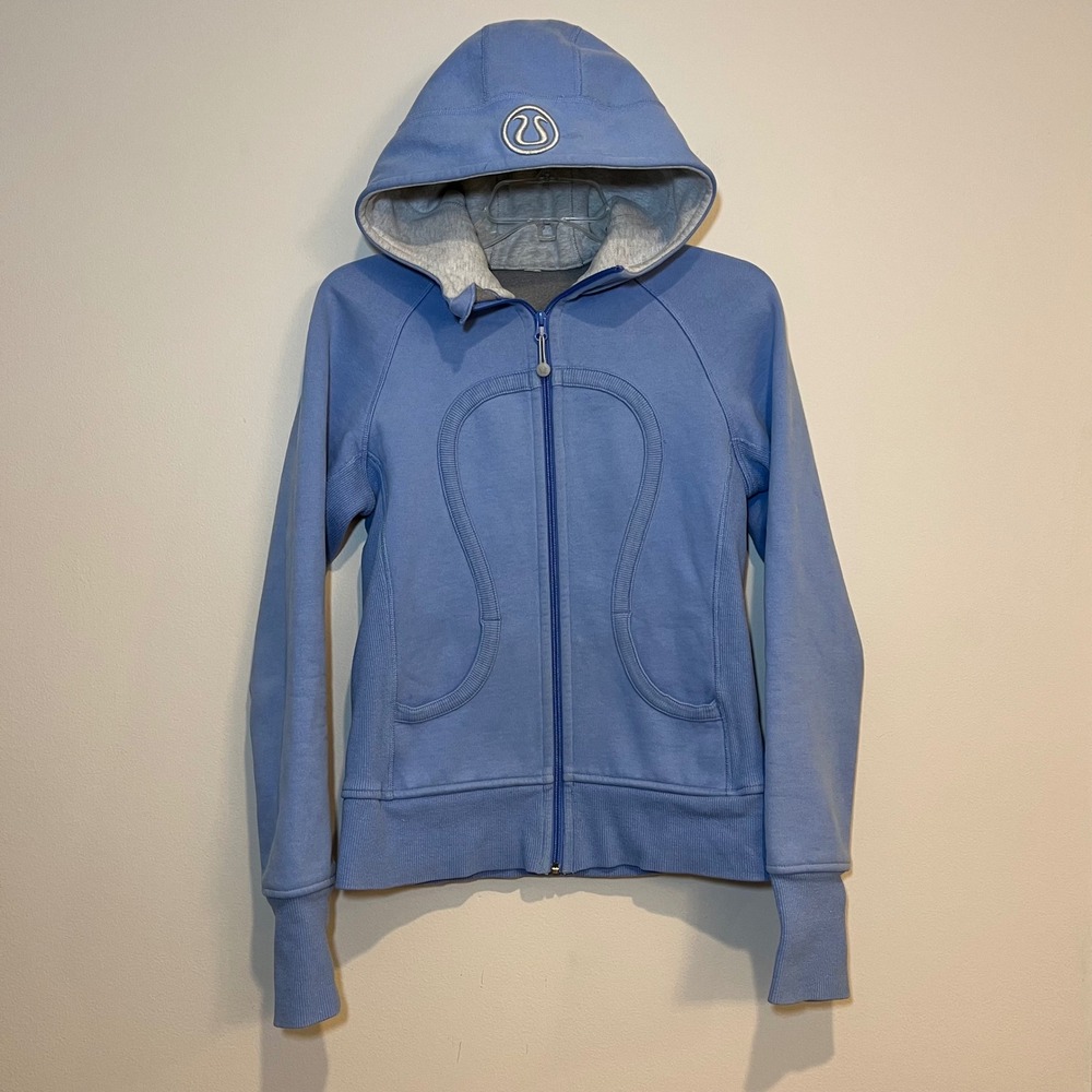 2000s Lululemon Sweatshirt Scuba Hoodie Full Zip Periwinkle Blue Women Size 6